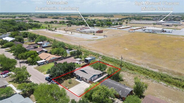 1124 Orange St, Mercedes, TX 78570 - aerial overview of property's location featuring property parcel outlined