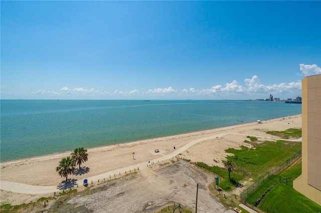 property view of water featuring a view of the beach