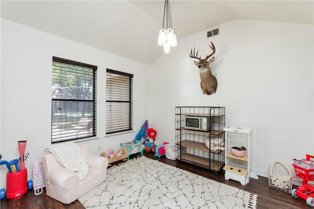 14605 Reagan Dr, Corpus Christi, TX 78410 - playroom featuring lofted ceiling and wood finished floors