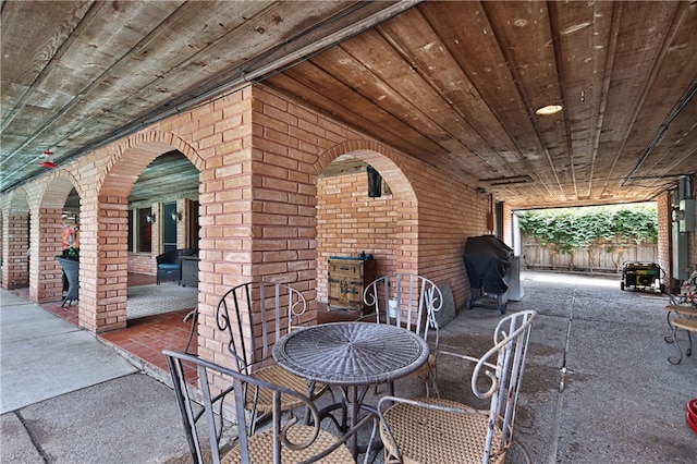 view of patio / terrace with a grill