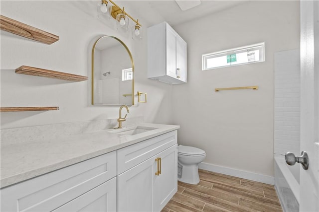 full bathroom with vanity, toilet, and tub / shower combination