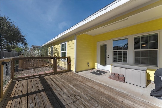 wooden deck with radiator