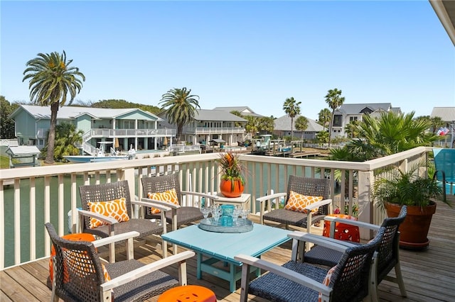 deck with a residential view