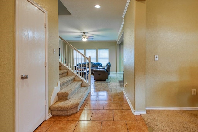 7009 Tocken Ct, Corpus Christi, TX 78414 - hallway with stairs and light tile patterned flooring