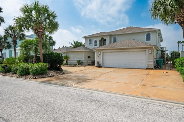 107 Angelfish, Aransas Pass, TX 78336 - view of front of house featuring stucco siding, a garage, and concrete driveway