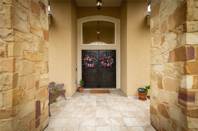 entrance to property with french doors