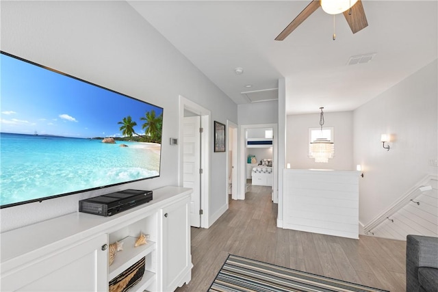 145 Beachwalk Prt, Aransas, TX 78373 - living room featuring wood finished floors and ceiling fan