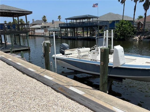 view of dock featuring a water view