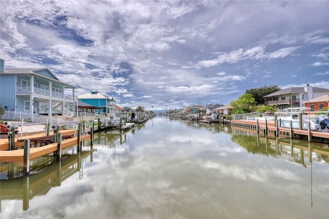 view of dock featuring a water view