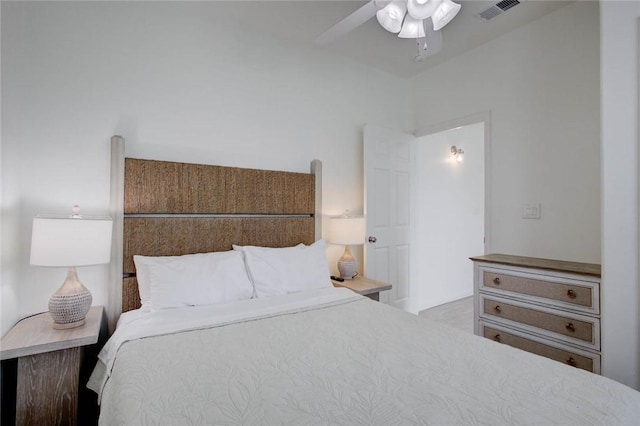 bedroom featuring ceiling fan