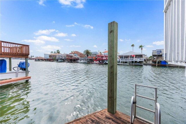 dock area with a water view