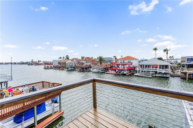 view of dock featuring a water view