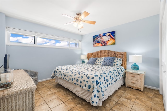 bedroom featuring ceiling fan