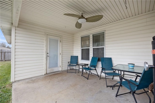 view of patio / terrace with a ceiling fan