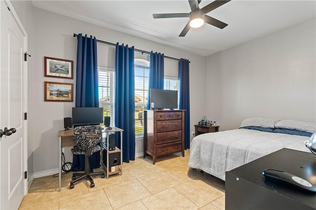 3902 Elvis Dr, Corpus Christi, TX 78414 - bedroom featuring light tile patterned floors and ceiling fan