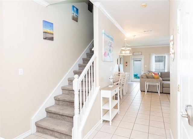 15102 Leeward Dr Unit 702, Corpus Christi, TX 78418 - stairway with ornamental molding, tile patterned flooring, and baseboards