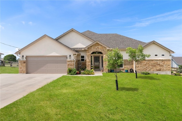 177 Glenvalley Cir, Bandera, TX 78003 - ranch-style home with stone siding, stucco siding, and a garage