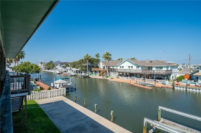 dock area featuring a water view