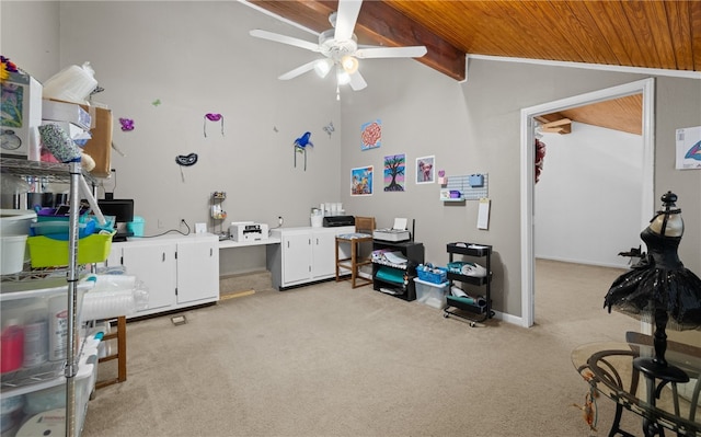 7202 Mansions Dr Unit H3, Corpus Christi, TX 78414 - office space with wooden ceiling, light colored carpet, ceiling fan, and baseboards