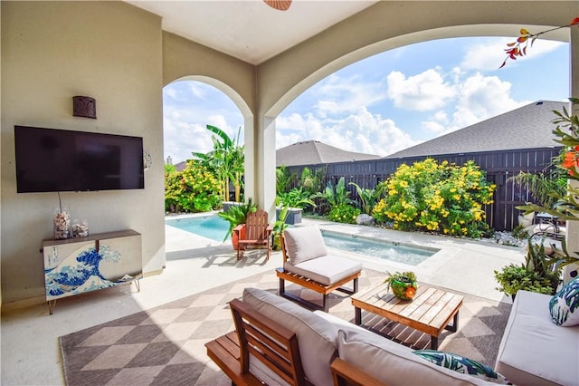15854 El Soccorro, Corpus Christi, TX 78418 - fenced backyard featuring an outdoor hangout area and a patio area