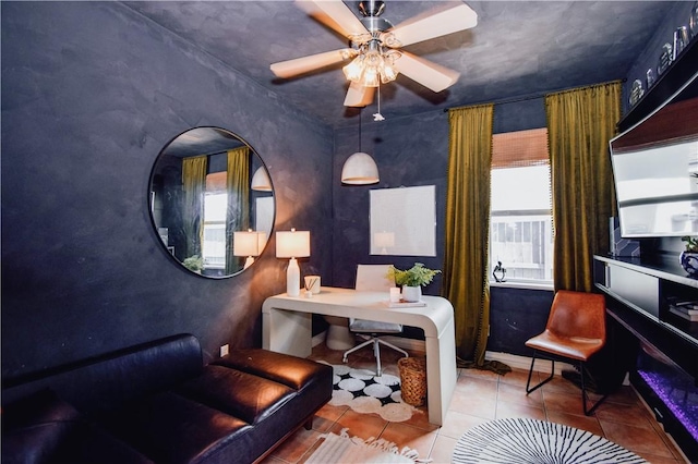 15854 El Soccorro, Corpus Christi, TX 78418 - office featuring tile patterned flooring and a ceiling fan