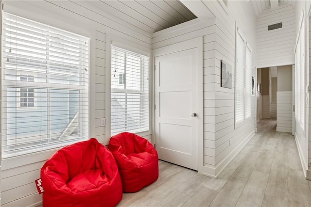 living area featuring light wood-type flooring