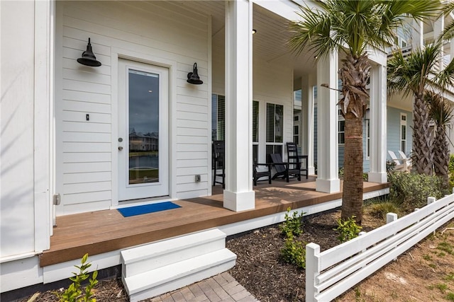 property entrance with a porch