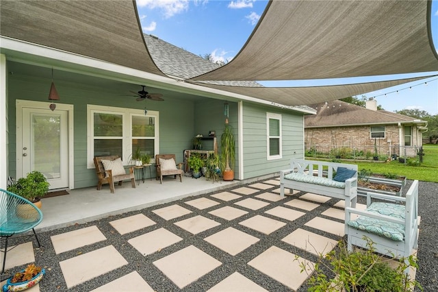 view of patio / terrace with ceiling fan