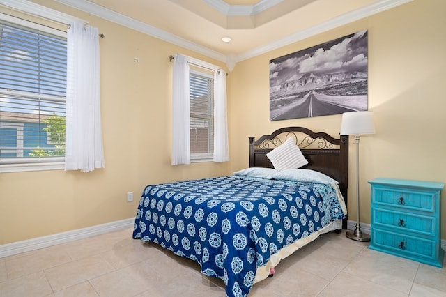 104 Sandollar Cir, Fulton, TX 78358 - bedroom with tile patterned floors, ornamental molding, and recessed lighting