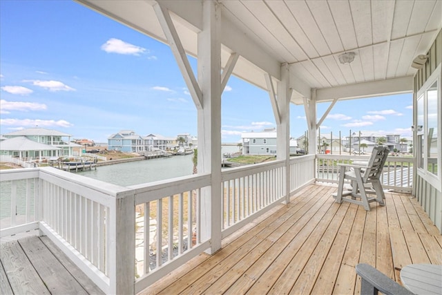 deck with a water view