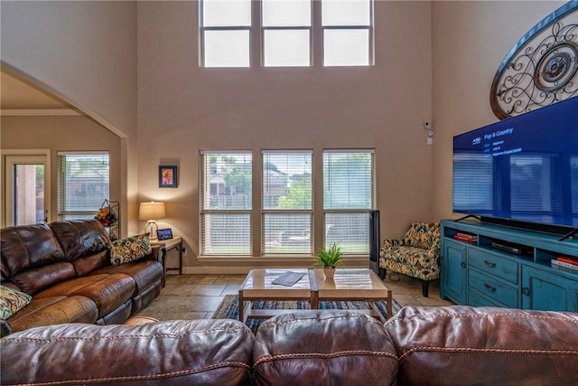 4522 Big Cyprus, Corpus Christi, TX 78410 - living room featuring baseboards and a high ceiling