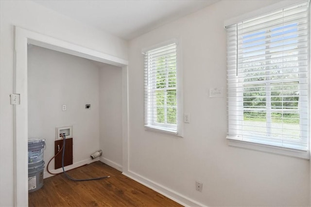 330 Ohio Ave, Corpus Christi, TX 78404 - washroom with electric dryer hookup, plenty of natural light, washer hookup, and dark wood finished floors