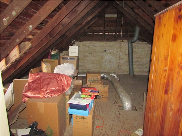 view of unfinished attic