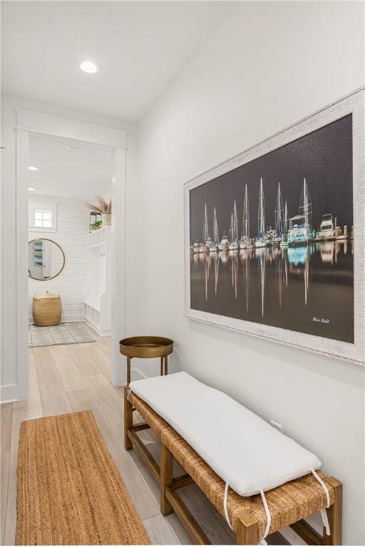 hallway featuring recessed lighting and wood finished floors