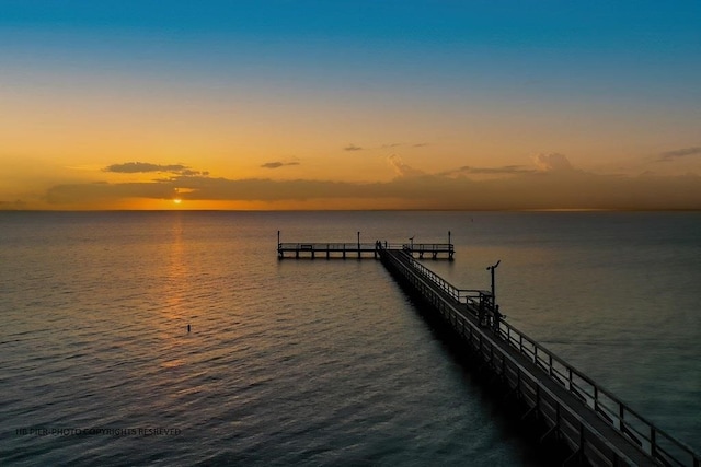 view of dock featuring a water view