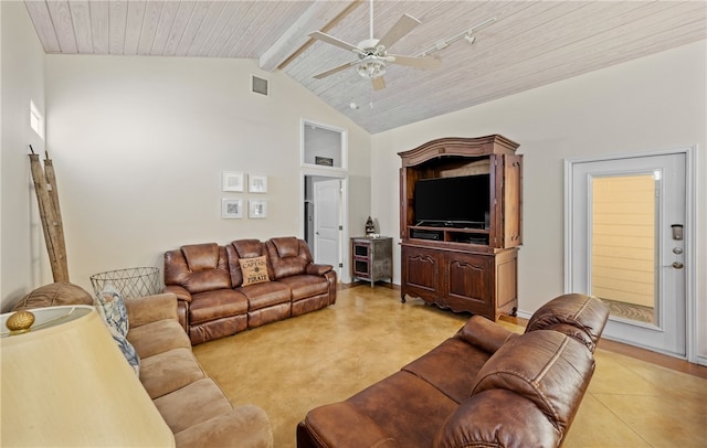 2212 State Highway 361, Port Aransas, TX 78373 - living area featuring a ceiling fan and wood ceiling