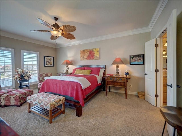 13834 Captains Row, Corpus Christi, TX 78418 - carpeted bedroom with crown molding and a ceiling fan