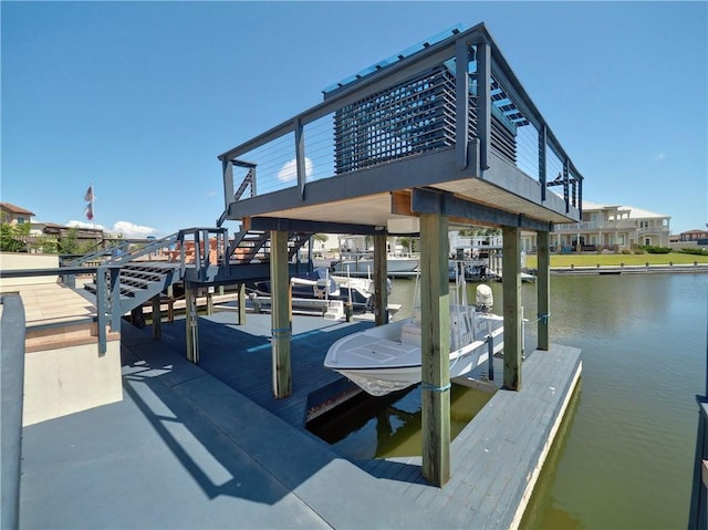 13834 Captains Row, Corpus Christi, TX 78418 - dock featuring boat lift and a water view