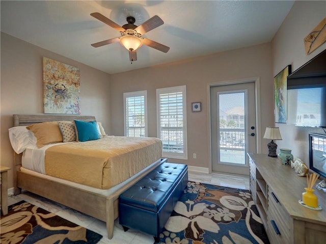 13834 Captains Row, Corpus Christi, TX 78418 - bedroom with access to exterior and ceiling fan