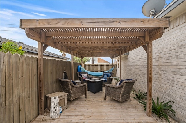 wooden terrace with a pergola