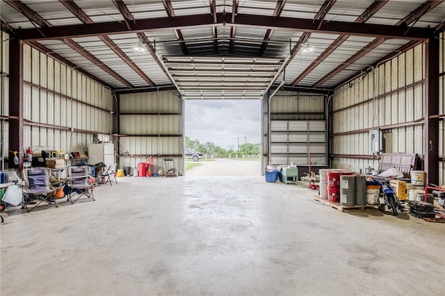 garage featuring metal wall