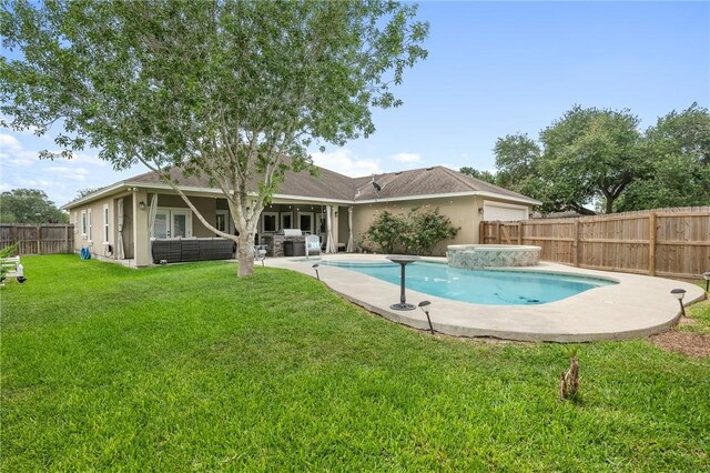 116 James Dr, Sinton, TX 78387 - view of swimming pool featuring a patio area, a jacuzzi, and outdoor lounge area