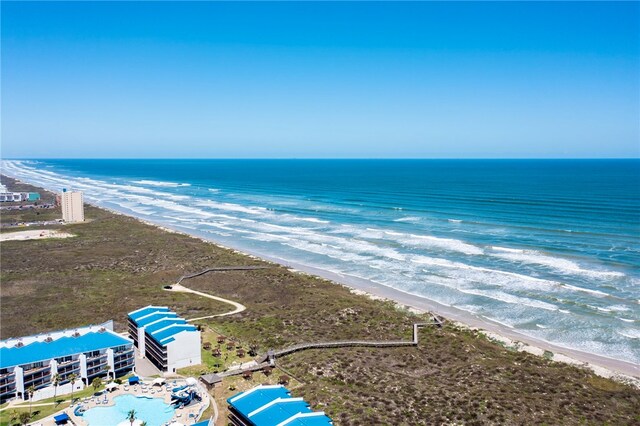 view of water feature with a beach view