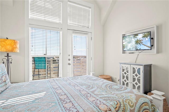 bedroom with a towering ceiling