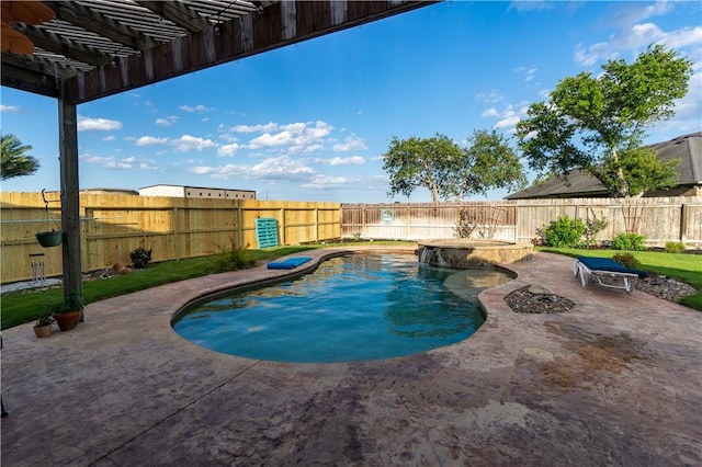 7602 Beau Terre, Corpus Christi, TX 78414 - view of swimming pool with a patio, a pergola, and a fenced backyard
