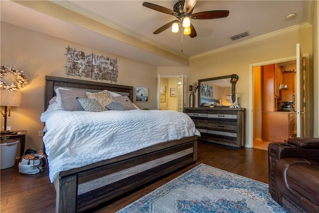 7602 Beau Terre, Corpus Christi, TX 78414 - bedroom featuring wood finished floors, ornamental molding, and ceiling fan