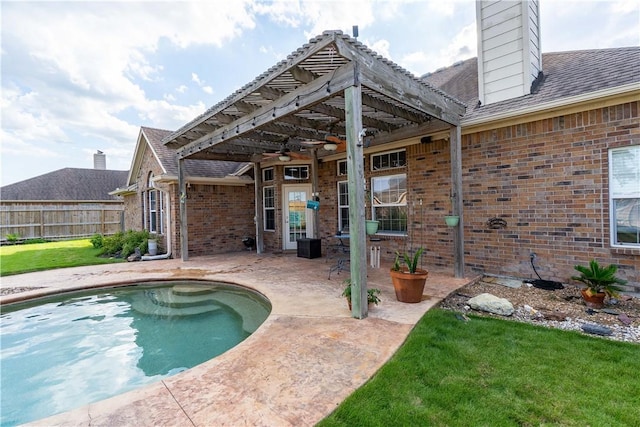 7602 Beau Terre, Corpus Christi, TX 78414 - view of pool featuring a patio, a pergola, and ceiling fan