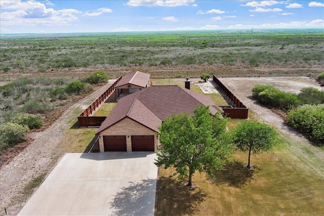 aerial view with a rural view