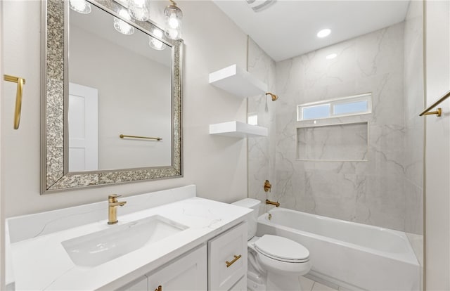 714 Papa Mori Dr, Corpus Christi, TX 78415 - bathroom featuring toilet, bathing tub / shower combination, and vanity