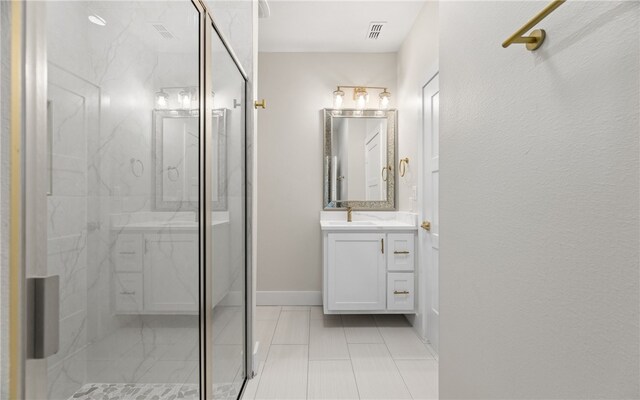 714 Papa Mori Dr, Corpus Christi, TX 78415 - bathroom with vanity and a marble finish shower